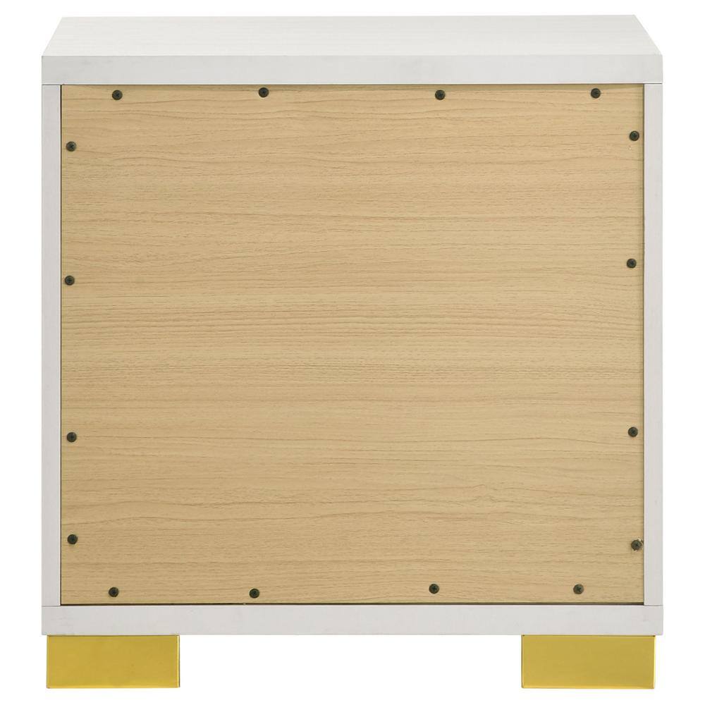 White and Gold Modern 2-Drawer Nightstand