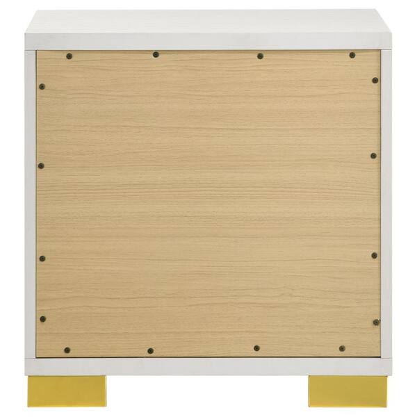Coaster Marceline White and Gold 2-Drawer Nightstand 222932