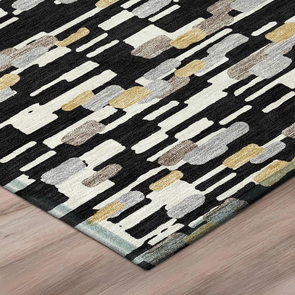 Chantille Machine Washable Indoor/Outdoor Abstract ACN2904 Black 2 ft. x 3 ft. Accent Rug