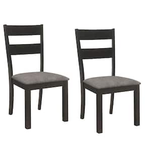 Black and Gray Fabric Ladderback Dining Chair (Set of 2)
