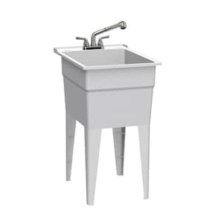 18 in. x 24 in. Polypropylene Granite Laundry Sink with 2 Hdl Non Metallic Pullout Faucet and Installation Kit