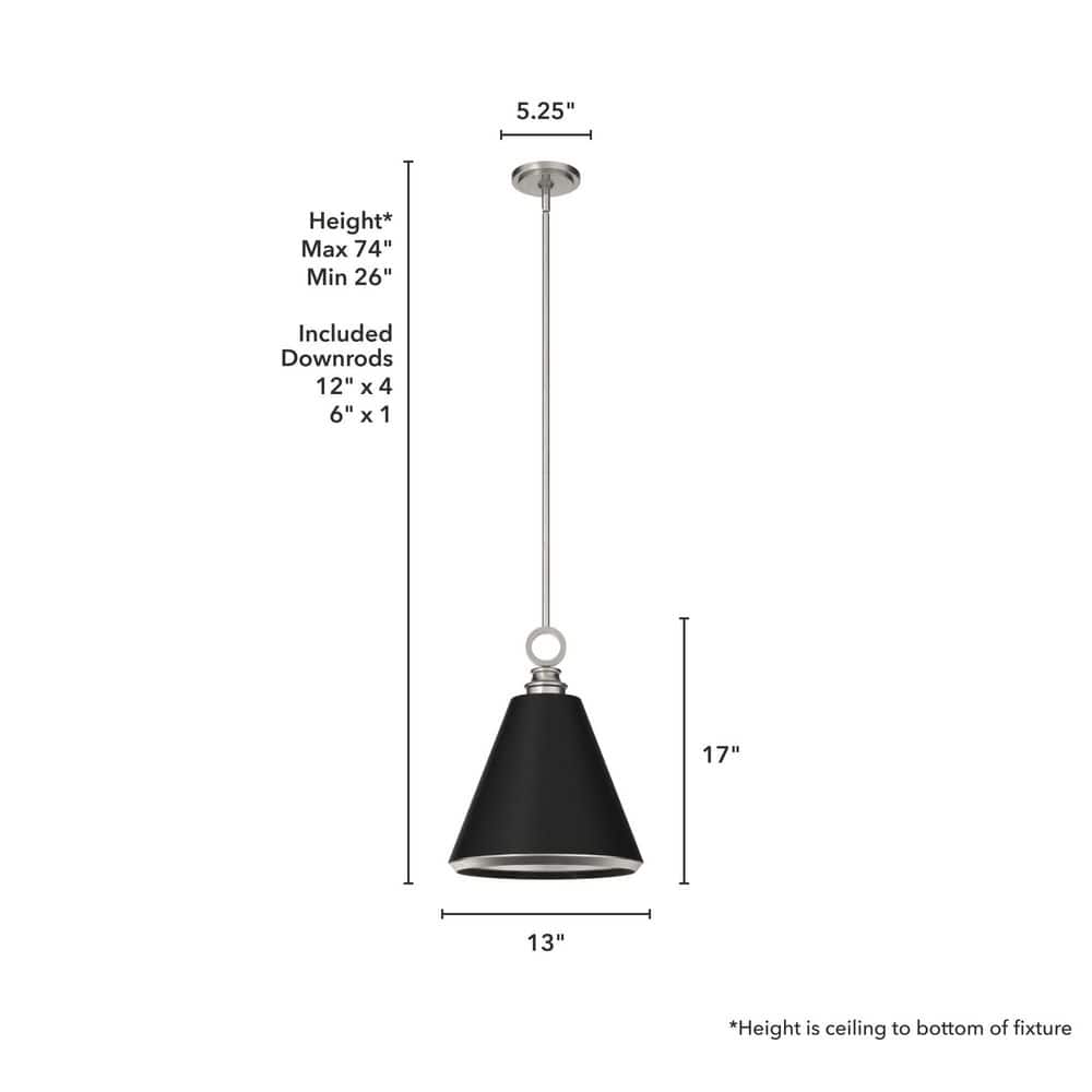 Hunter Klein 14" Brushed Nickel Metal Pendant Light