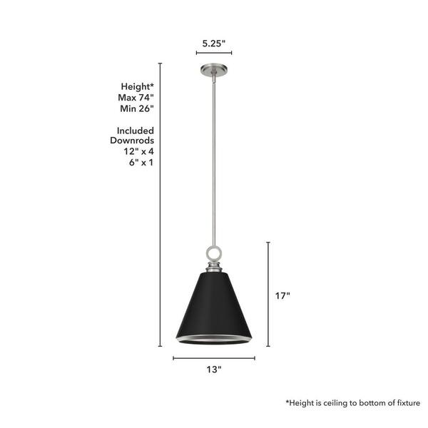 Hunter Klein 3-Light Brushed Nickel Transitional Cone LED Medium Hanging Kitchen Island Light