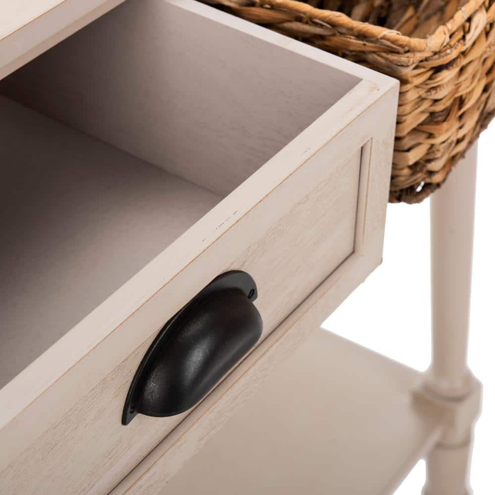 Christa Vintage Grey Wood Console Table with Storage
