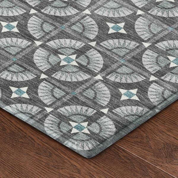 Mayfield Premium Machine Washable Abstract AMF2552 Charcoal 5 ft. x 7 ft. 6 in. Area Rug