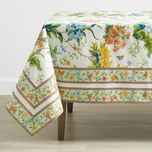 Bagheecha Garden Floral 70 in x 108 in Ivory Tablecloth
