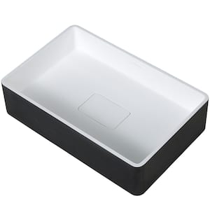 Holbrook Pure Stone Rectangular Vessel Sink in Black and White