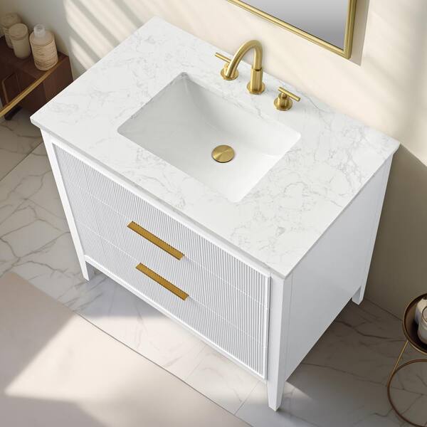 その他 BIG HIME LIMITED WHITE GOLD ver SUDIO Emma 36 in. W Bath Vanity in White with Engineered
