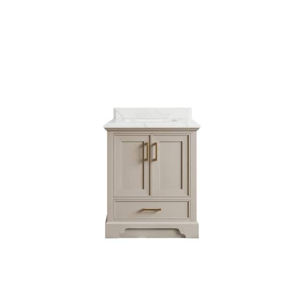 Willow Collections Charlotte 30 in. Single Sink Freestanding Fine Grain Bath Vanity with Calacatta Laza Qt. Top Unassembled