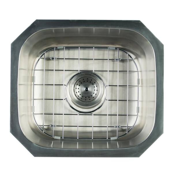 MSI Undermount Stainless Steel 16 in. Single Bowl Kitchen Sink with Grid and Strainer