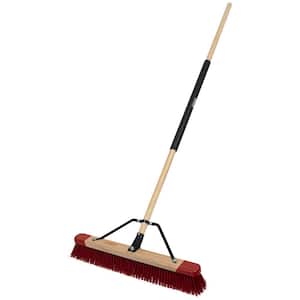 24 in. Premium All-Purpose Hardwood/Steel Handle Push Broom for Dirt, Soil, Mulch, Grass and Oil Dry
