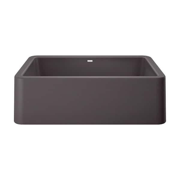 IKON Farmhouse Apron-Front Granite Composite 33 in. Single Bowl Kitchen Sink in Cinder