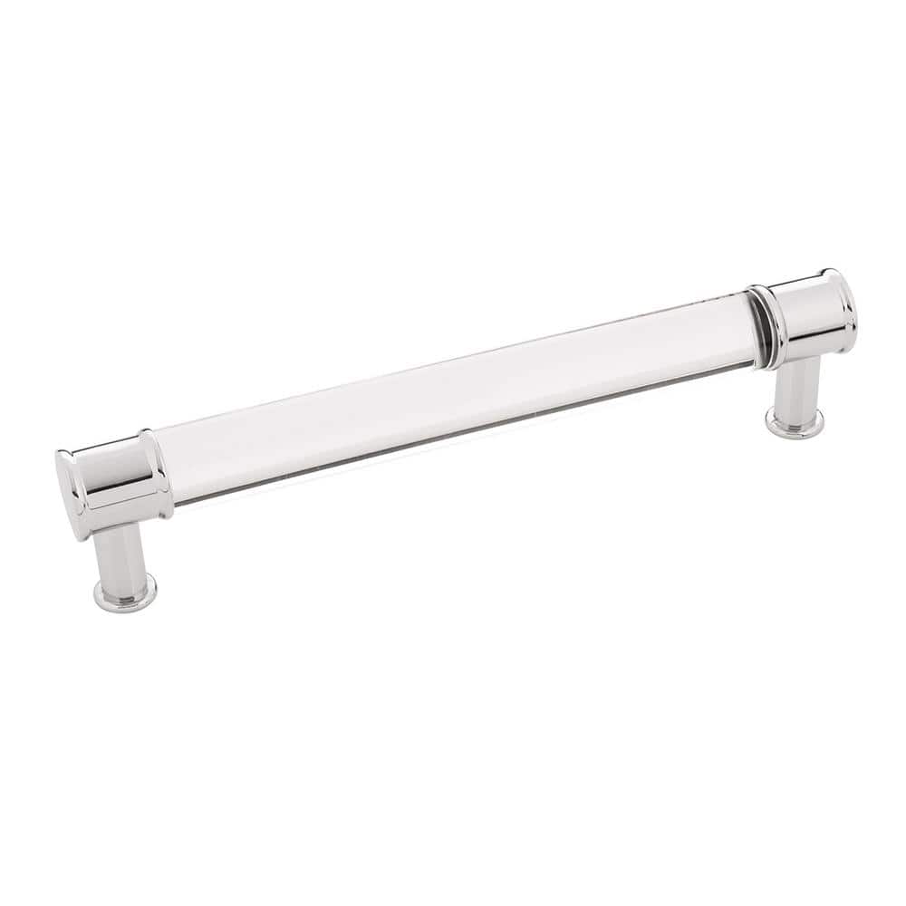 Chrome and Acrylic Modern Bar Cabinet Handle, 7 Inch