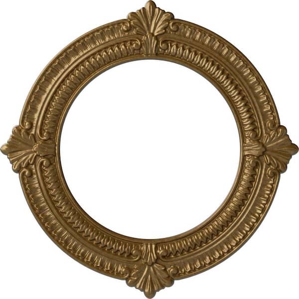 Ekena Millwork 13-1/8 in. x 8 in. I.D. x 5/8 in. Benson Urethane Ceiling Medallion (Fits Canopies upto 8 in.), Pale Gold