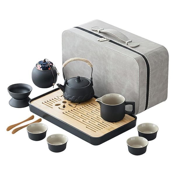JFVKAF Portable Ceramic Gongfu Tea Set with Teapot Teacups Filter