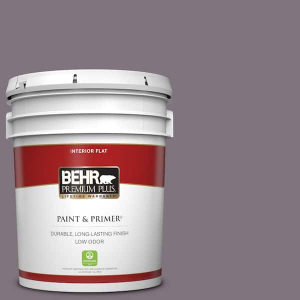 BEHR PREMIUM PLUS 5 gal. #N100-5 Plush Velvet Flat Low Odor Interior Paint & Primer