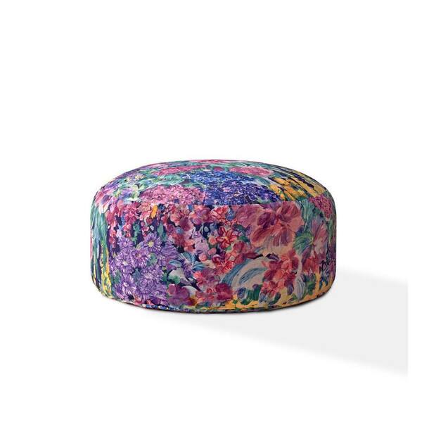 HomeRoots Green Cotton Round Pouf 20 in. x 24 in. x 24 in. Ottoman