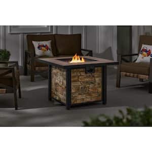36 in. W x 25.2 in. H Square Fire Table with Porcelain Tile Tabletop