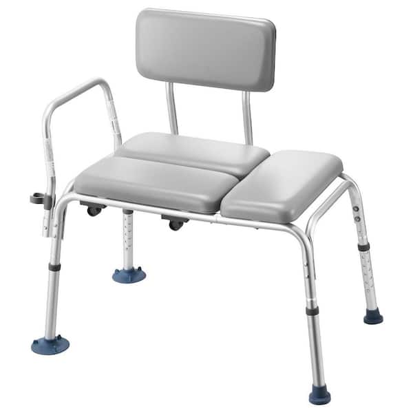 19.7 in. W Free-standing 500 lbs. Tub Transfer Walk In Shower Seat with Armrest and Backrest in Gray