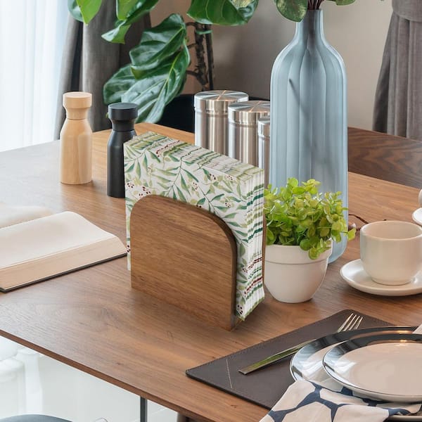 Acacia Wood Napkin Holder for Table, Kitchen, Dining Room, Party, Cocktail, Outdoor Use (1-Pack)
