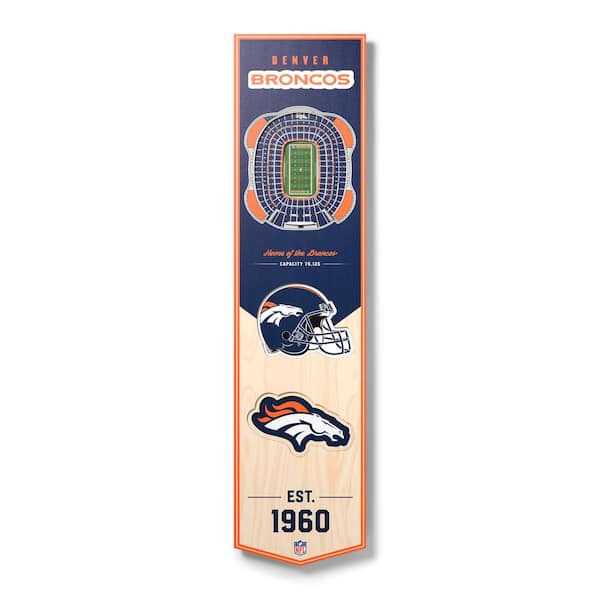 YouTheFan NFL Denver Broncos Wooden 8 x 32 3D Stadium Banner