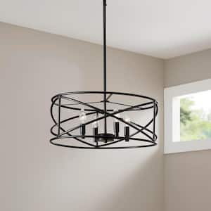 Hastings 4-Light Satin Bronze Chandelier with Cage Shade For Dining Rooms