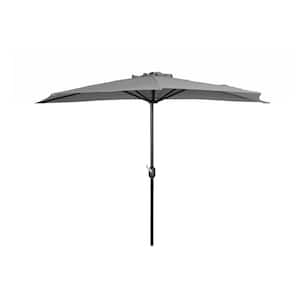 Fiji 9 ft. Outdoor Patio Half-Round Market Umbrella with Crank Lift in Gray