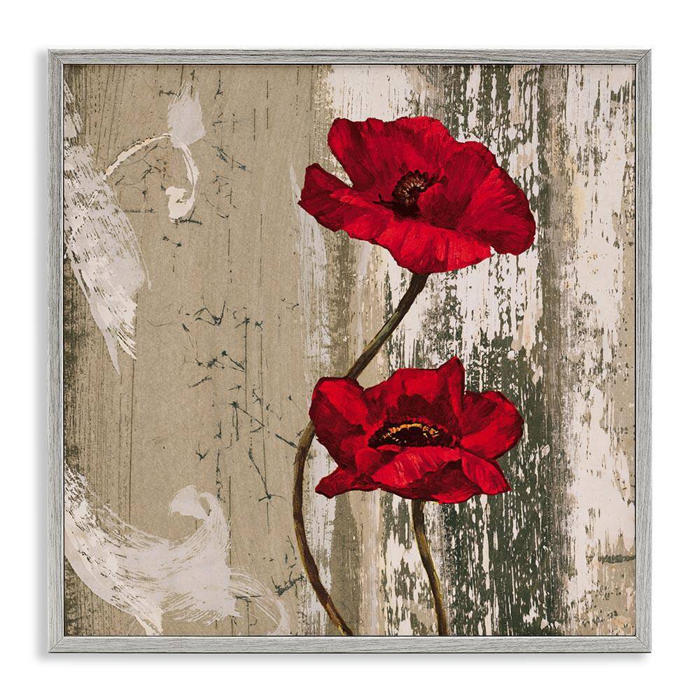 Red Anemones Duo by Brian Foster Gray Framed Nature Giclee Art Print 17 in. x 17 in. price history on PriceWatchPro