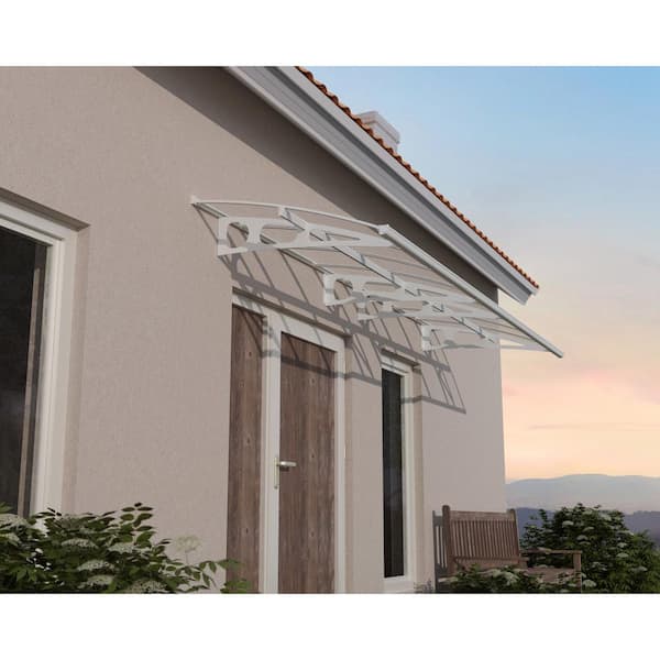 Bordeaux 5 ft. x 15 ft. White/Clear Door and Window Fixed Awning