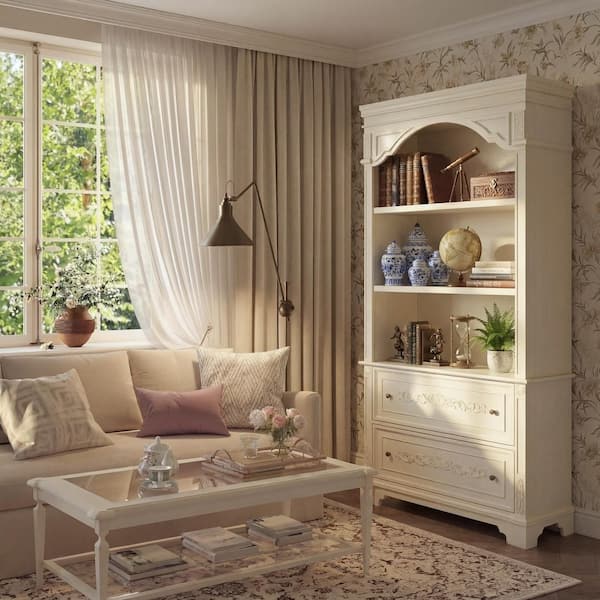 フクれいみシェルフ FUFU&GAGA Vintage White 76.6 in. Accent Storage Cabinet with 3