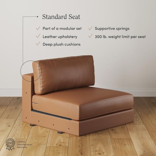 Nathan James Madison 32 in. Armless Faux Leather Upholstered