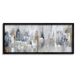 Layered Urban City Skyline Design By Nan Framed Architecture Art Print 24 in. x 10 in.