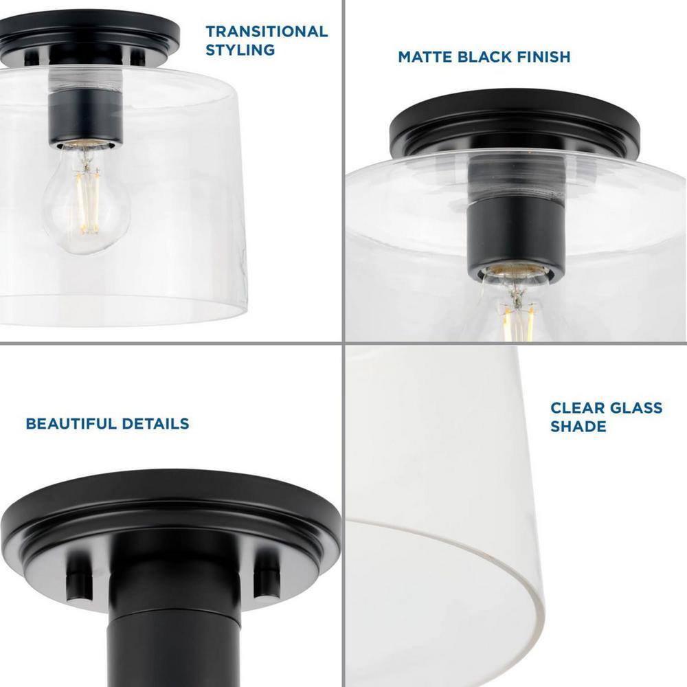 Adley Matte Black and Clear Glass Flush Mount Light