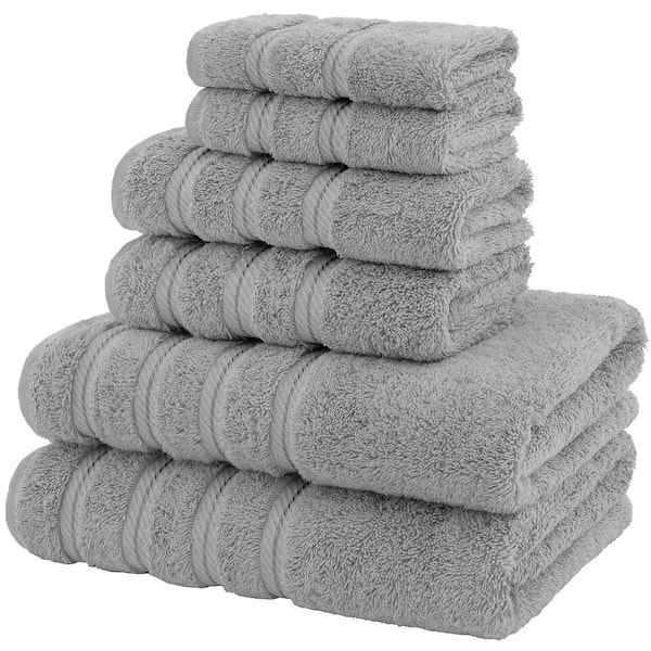 American Soft Linen 100% Turkish Cotton 6 Piece Towel Set - Gray