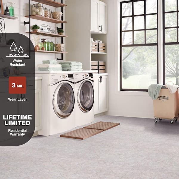 Sandy Brown Stone 3 mil x 12 in. W x 12 in. L Peel and Stick Water Resistant Vinyl Tile Flooring 30 Sq. Ft.