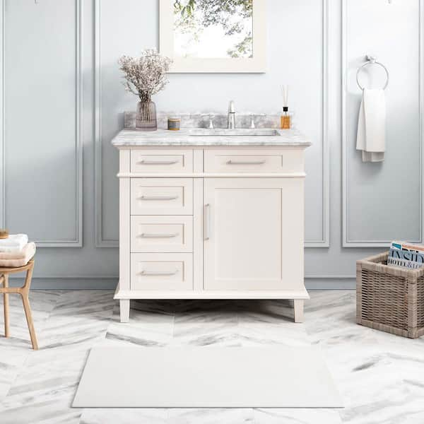 Home Decorators Collection Sonoma 36 in. Single Sink Freestanding Off White  Bath Vanity with Carrara Marble Top (Assembled) Sonoma 36OW - The Home Depot