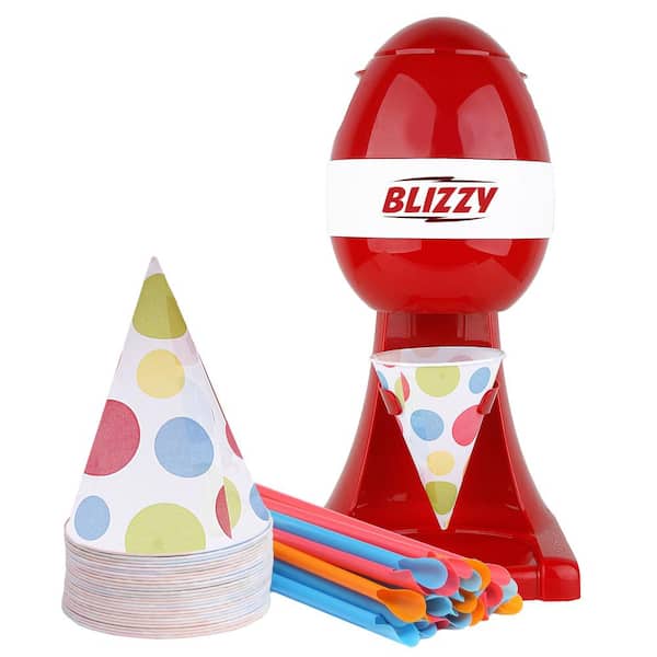Courant 20 oz. Red Snow Cone Machine with Removable Cone Holder and 20-Paper Cones and Straws