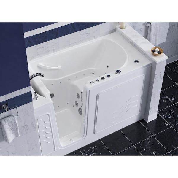 WTHDX Series 59 in. x 30 in. Left Drain Combination Jetted Walk-in Bathtub in White with Chrome Trim