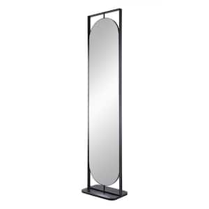 Anky 18.1 in. W x 77.8 in. H Iron Framed Black 360° Swivel Full Length Decorative Floor Mirror with Back Storage Racks
