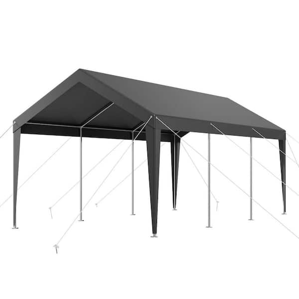 ESILOO 10 ft. x 20 ft. Carport Canopy-Waterproof UV-Resistant Shelter for Cars, RVs and Storage (Grey)
