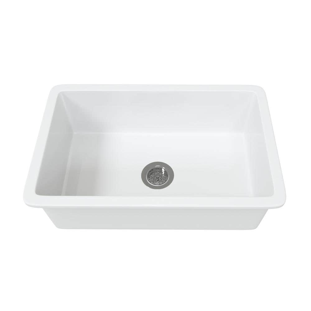 Oslo White Fireclay Single Bowl Drop-In Kitchen Sink