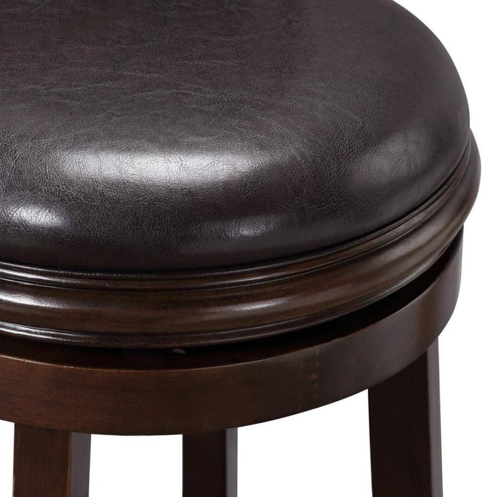 Augusta 42.75" Brown Swivel Bar Stool with Faux Leather Seat