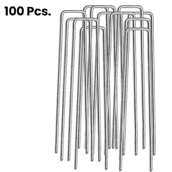 6 in. Galvanized Garden Staples, U-Type Heavy Duty, 100-Pack