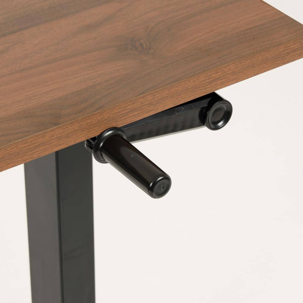 Adjustable Black Metal and Danish Walnut Wood Desk
