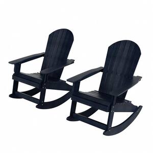Vineyard Navy Blue HIPS Plastic Outdoor Patio Adirondack Rocking Chair (Set of 2)