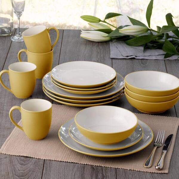 Noritake Colorwave Mustard 16-Piece Coupe (Yellow) Stoneware