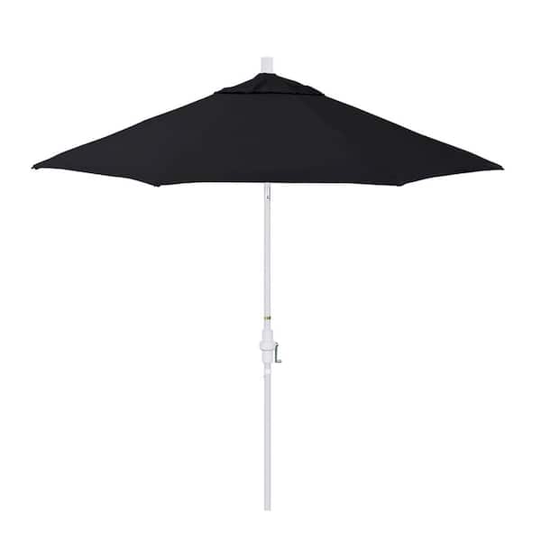 California Umbrella 9 ft. White Aluminum Market Collar Tilt Patio Umbrella with Fiberglass Ribs Crank and in Black Pacifica Premium