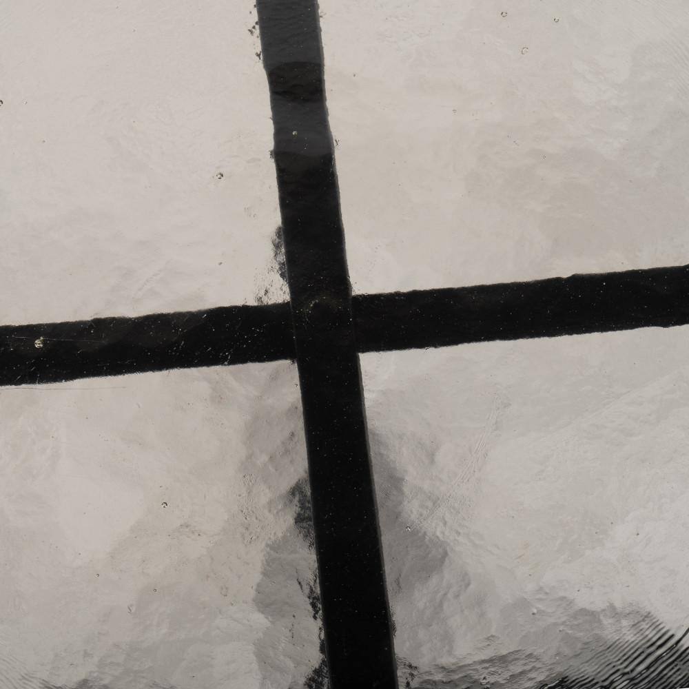 Black and White Round Metal and Glass Side Table, 22" Height