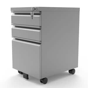 St Clare Silver Mobile File Cabinet with Locking Drawer