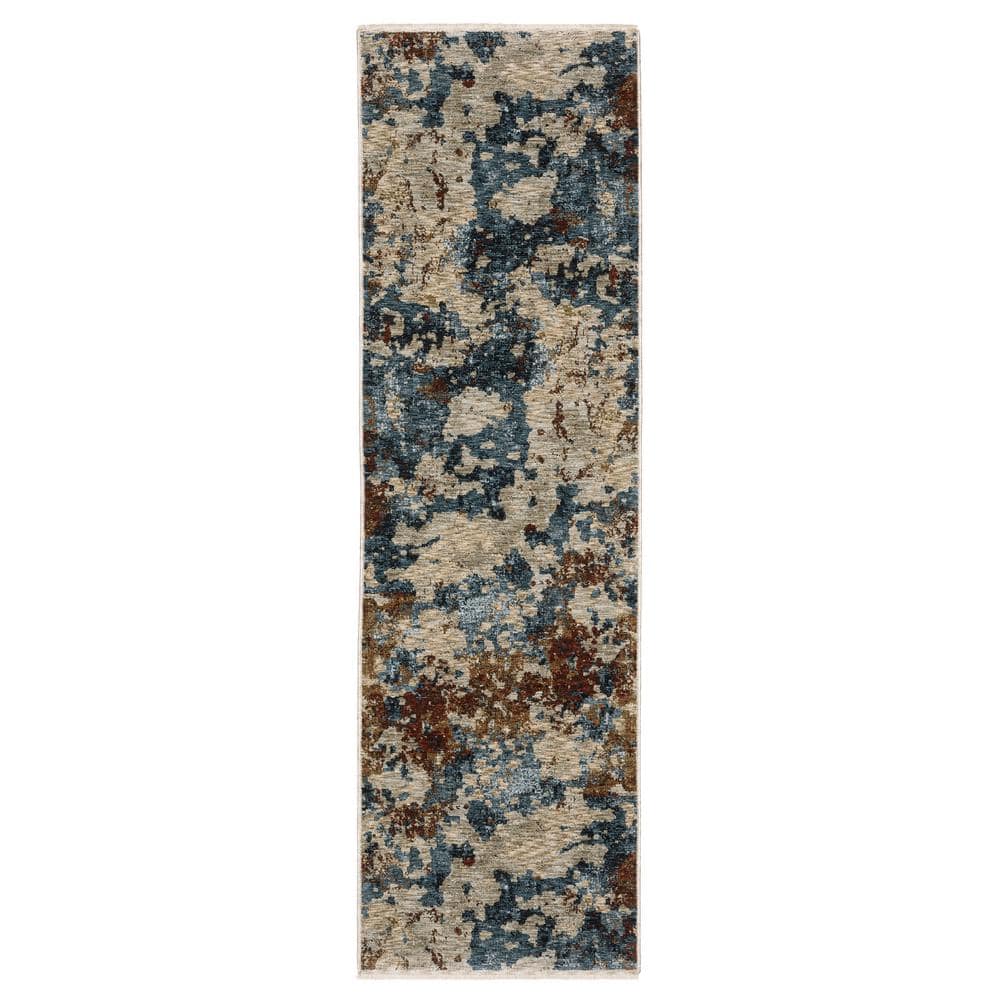 AVERLEY HOME Haven Beige/Multi-Colored 2 ft. x 8 ft. Abstract Cosmic ...